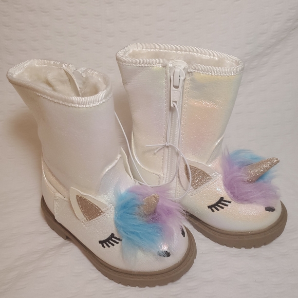 Cat & Jack Metallic White Toddler Unicorn Boots - Picture 2 of 5
